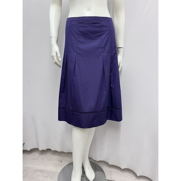 Akris Punto Pleated Skirt 100% Cotton Crochet Detail Size F 46 US‎ 14 - Picture 4 of 8